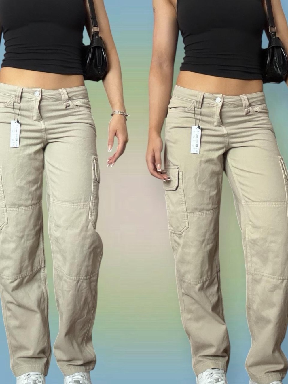 Garage Straight-Leg Cargo Jeans in Beige